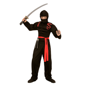 Vestito Carnevale + Accessori Super Ninja Muscoloso Costume Spada Giapponese 5/7 Anni Travestimento - 0052+2728q
