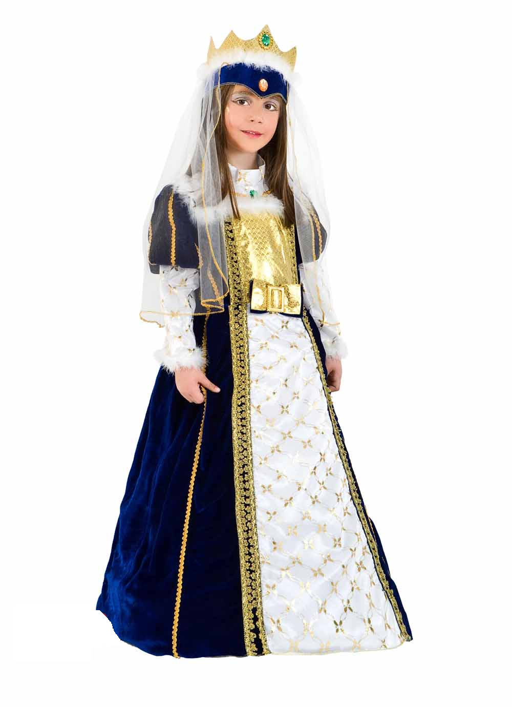 Vestito Carnevale Imperatrice in Velluto Costume Travestimento Bambina - 1093