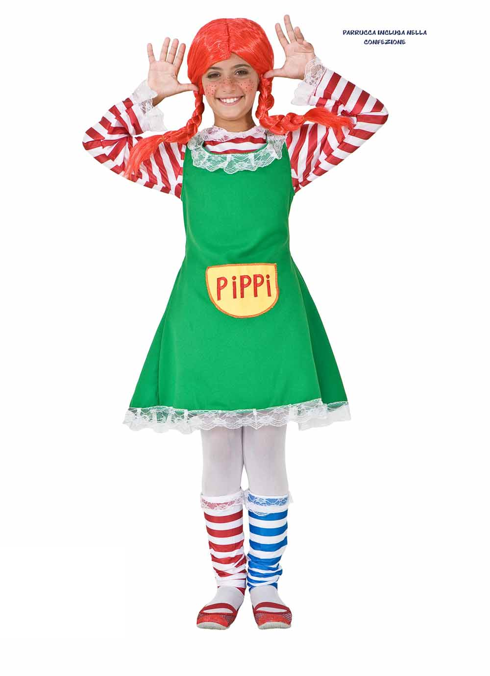 Vestito Carnevale Pippi Costume Travestimento Bambina - 5950