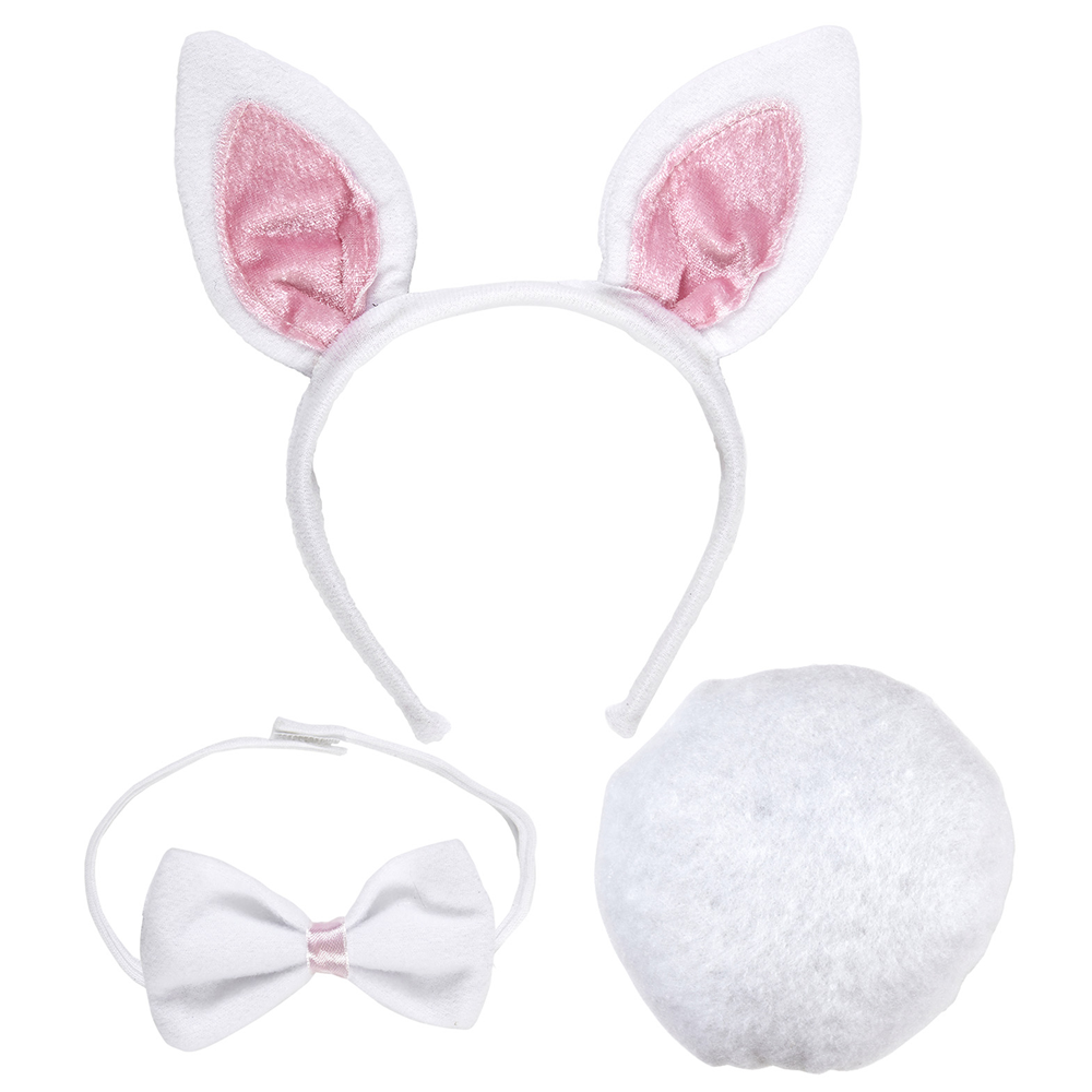 Set Coniglietta Cerchietto Farfallino Coda Accessori Abito Vestito Travestimento Carnevale Bambina
