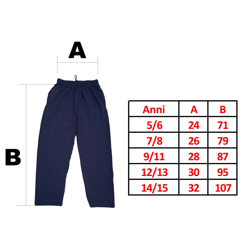 Pantalone in Felpa Leggera con Elastico Divisa Scolastica Blu Taglie da 1 a 14 Anni