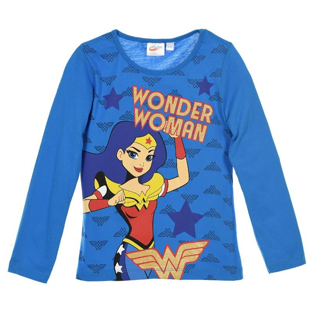 T-Shirt Superman Super Girl Maglietta Bambina Sun City Taglie 4/10 Anni - Rh1388celeste