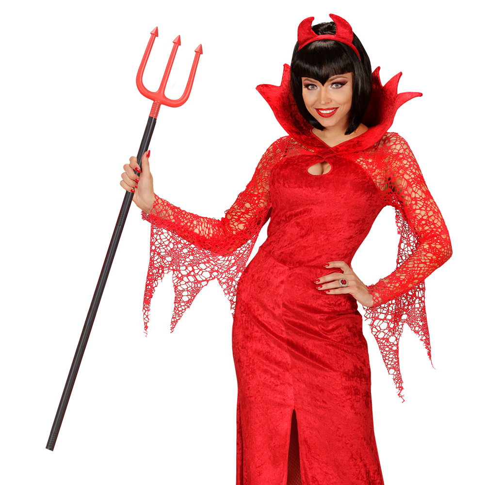 Vestito Carnevale con Accessori Diavolo Tridente Travestimento Halloween Bambino 11/13 Anni- 0249+5279d