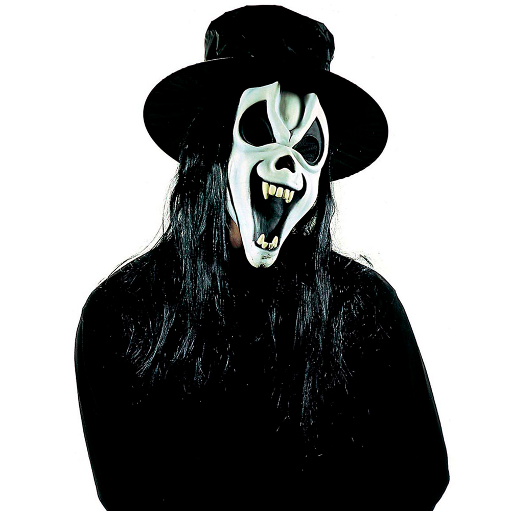Maschera Mr.ghost Fosforescente con Cappello e Capelli Vari Modelli Accessori Vestito Carnevale Halloween Bambino