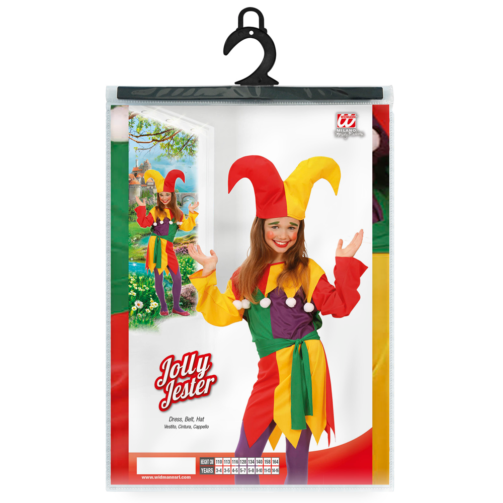 Costume Vestito Abito Travestimento Carnevale Halloween Bambina Jolly Jester - 0258