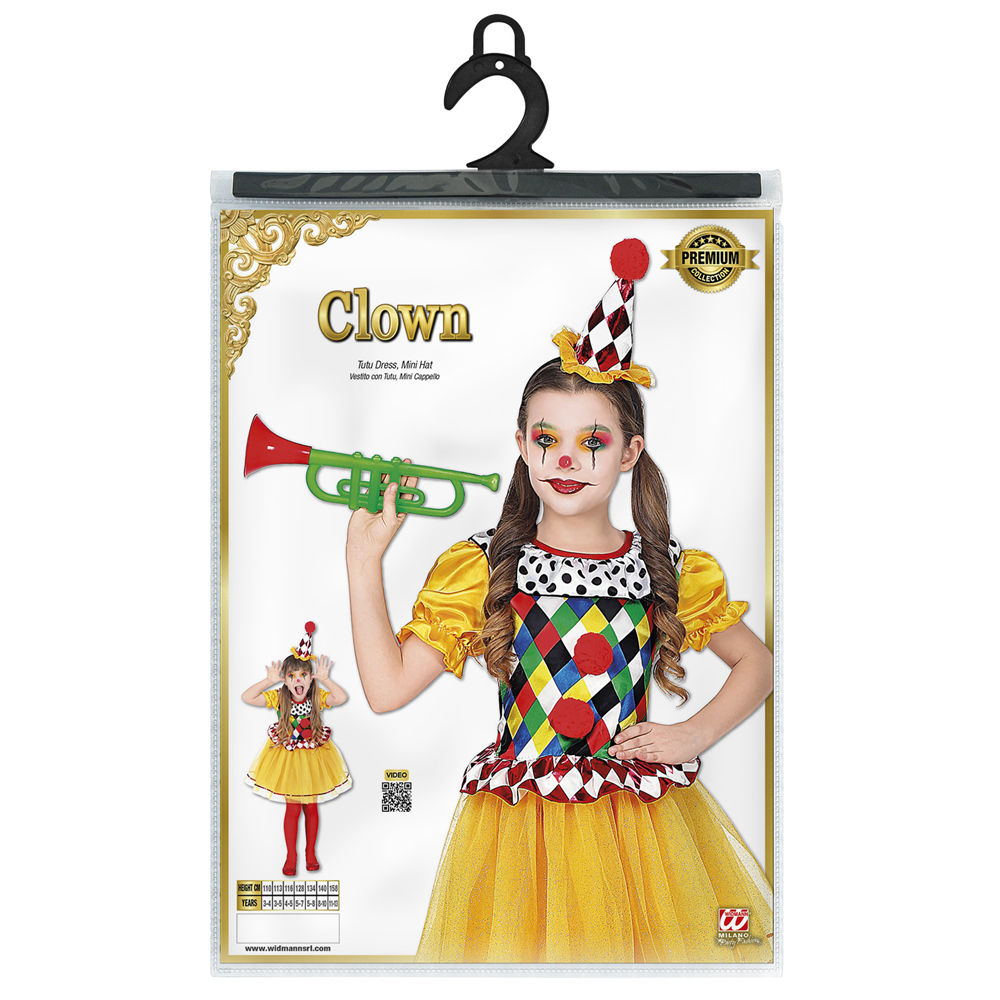 Costume Vestito Abito Travestimento Carnevale Halloween Cosplay Bambina Clown - 0695