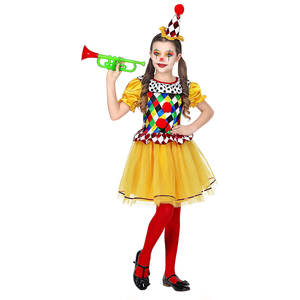 Costume Vestito Abito Travestimento Carnevale Halloween Cosplay Bambina Clown - 0695