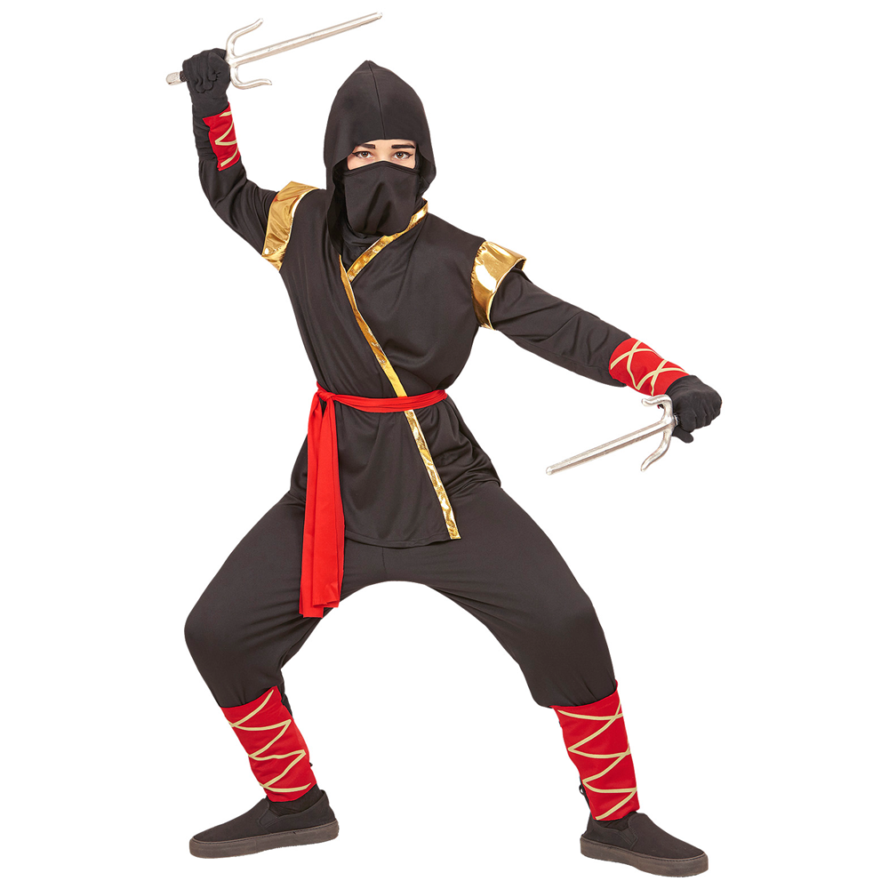 Vestito Carnevale + Accessori Ninja Costume Spada Sai 5/7 Anni Travestimento - 9681+8711s