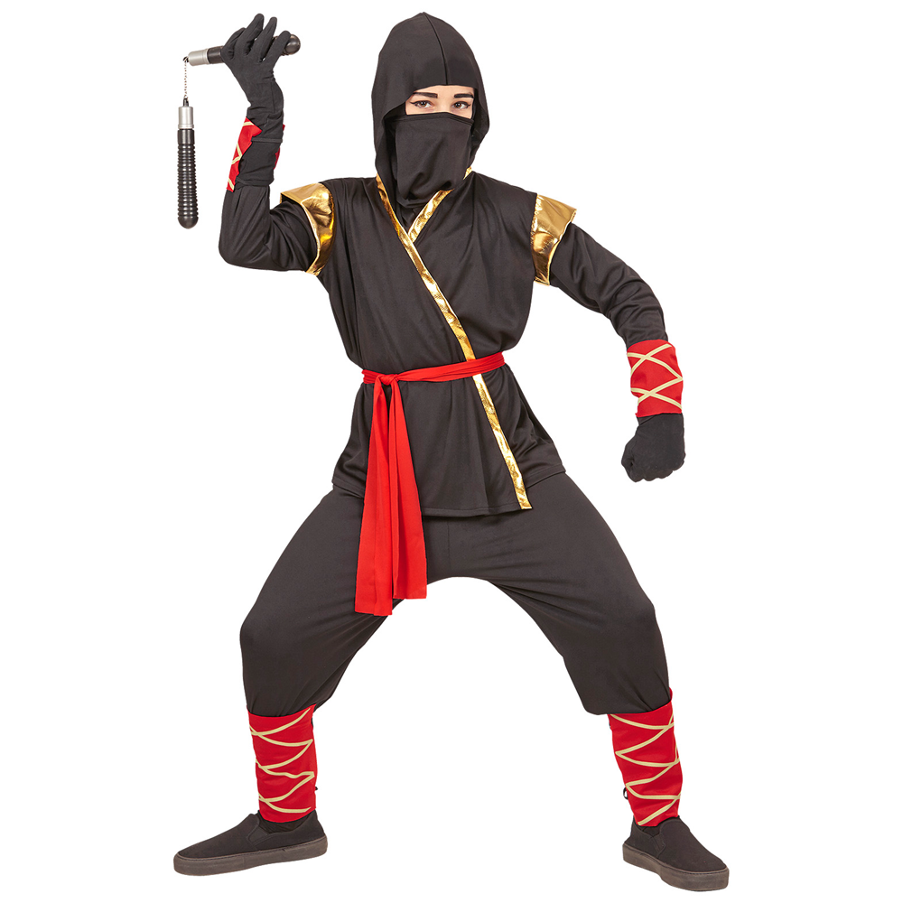 Vestito Carnevale + Accessori Ninja Costume Spada Sai 8/10 Anni Travestimento - 9681+8711s