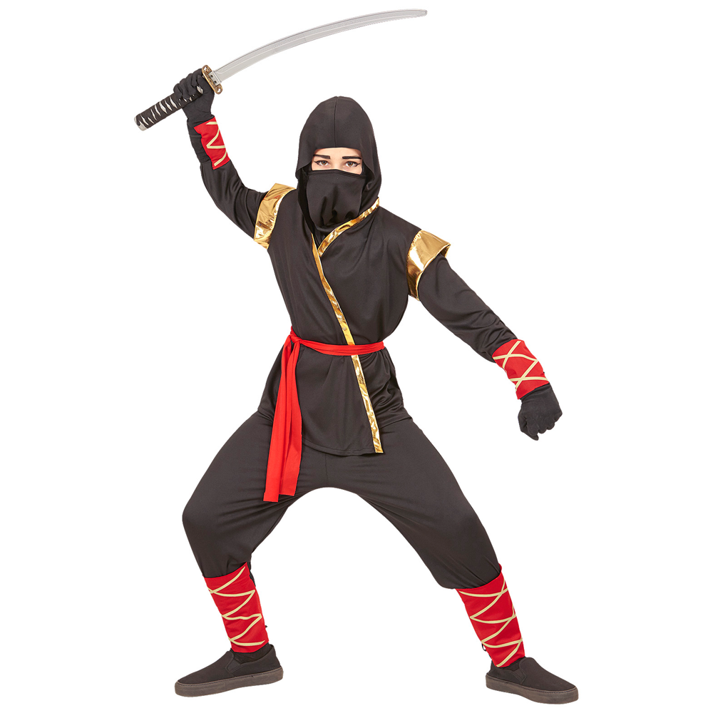 Vestito Carnevale + Accessori Ninja Costume Spada Sai 8/10 Anni Travestimento - 9681+8711s
