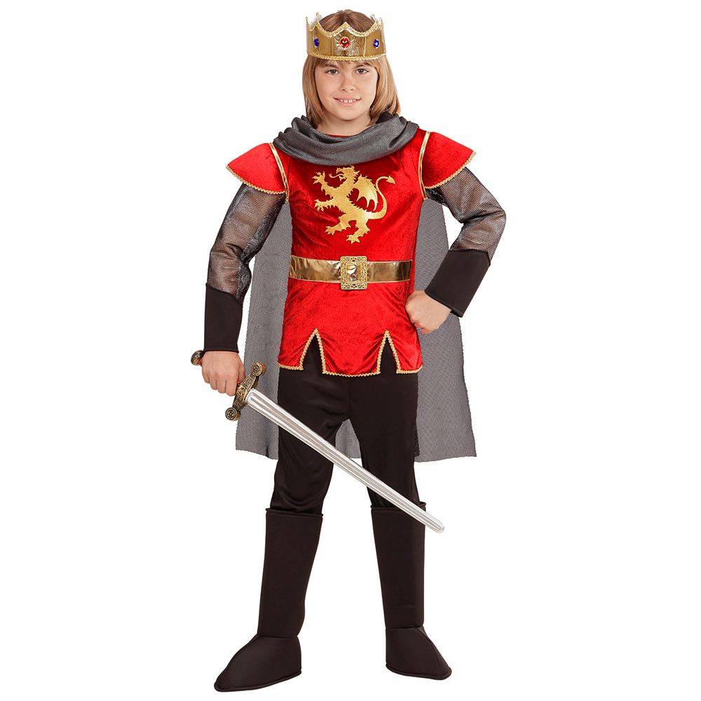 Vestito Carnevale + Accessori Re Artù Costume Spada Antica con Fodero 5/7 Anni Travestimento - 0549+86244