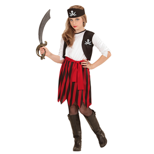 Vestito Carnevale + Accessori Piratessa Vestito Sciabola Calze 11/13 Anni Travestimento - 0722+7007b+4750r