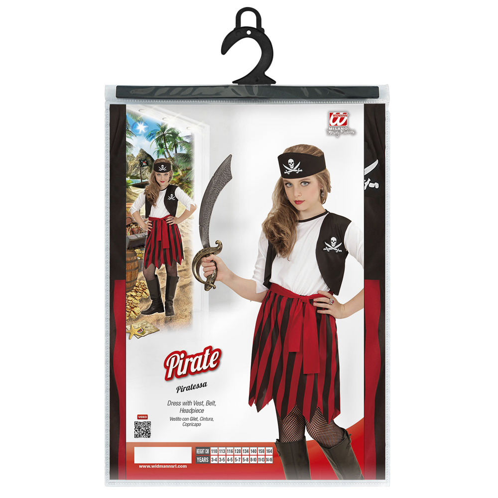 Costume Vestito Abito Travestimento Carnevale Halloween Cosplay Bambina Piratessa - 0722