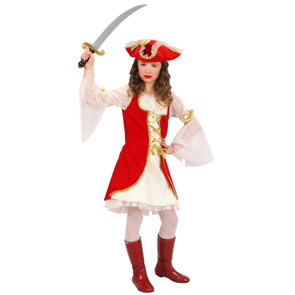 Vestito Carnevale + Accessori Capitano Pirata Vestito Cappello Sciabola 11/13 Anni Travestimento - 5879+7006a