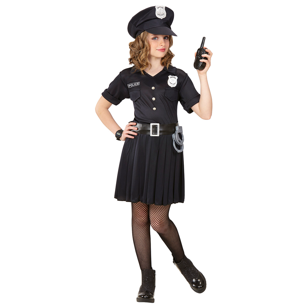 Vestito Carnevale + Accessori Poliziotta Costume Pistola Manette 11/13 Anni Travestimento - 6555+2413d+2775p