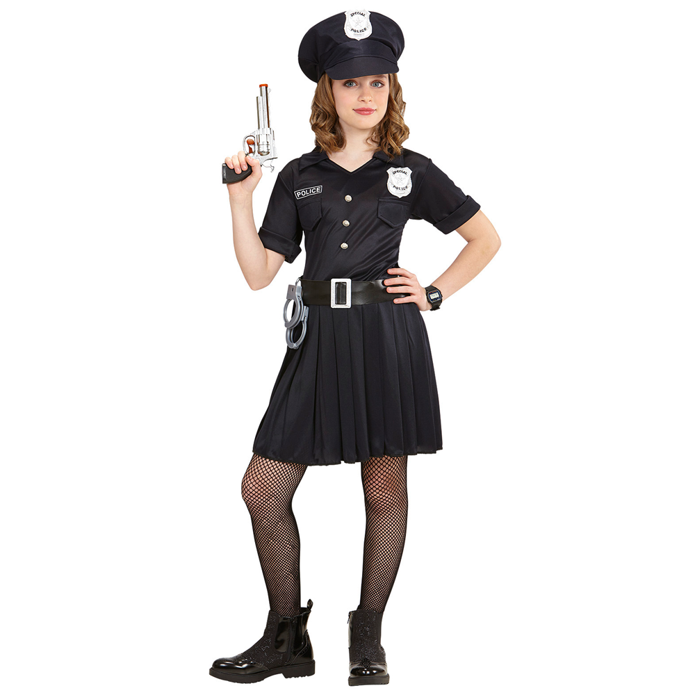 Vestito Carnevale + Accessori Poliziotta Costume Pistola Manette 5/7 Anni Travestimento - 6555+2413d+2775p