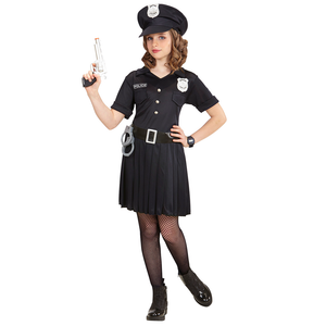 Vestito Carnevale + Accessori Poliziotta Costume Pistola Manette 5/7 Anni Travestimento - 6555+2413d+2775p