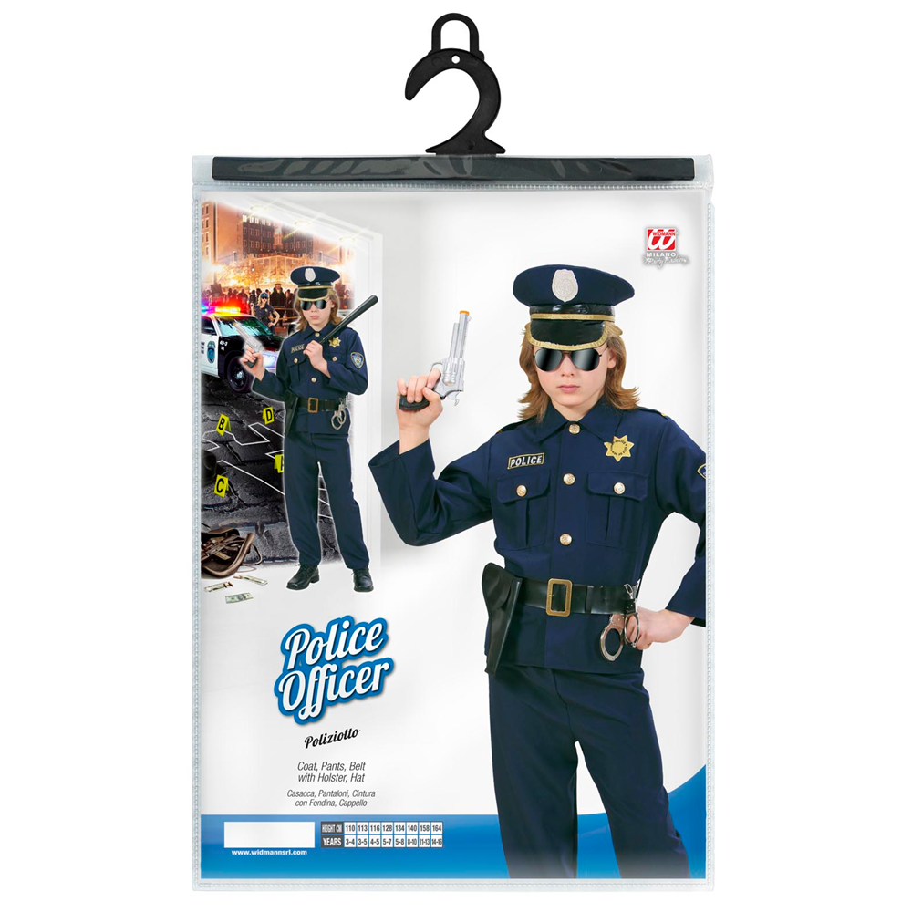 Vestito Carnevale + Accessori Poliziotto Costume Manette Pistola 4/5 Anni Travestimento - 7316+2413d+2775p