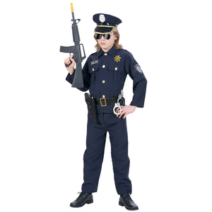 Vestito Carnevale + Accessori Poliziotto Costume Manette Fucile 8/10 Anni Travestimento - 7316+2413d+7084m