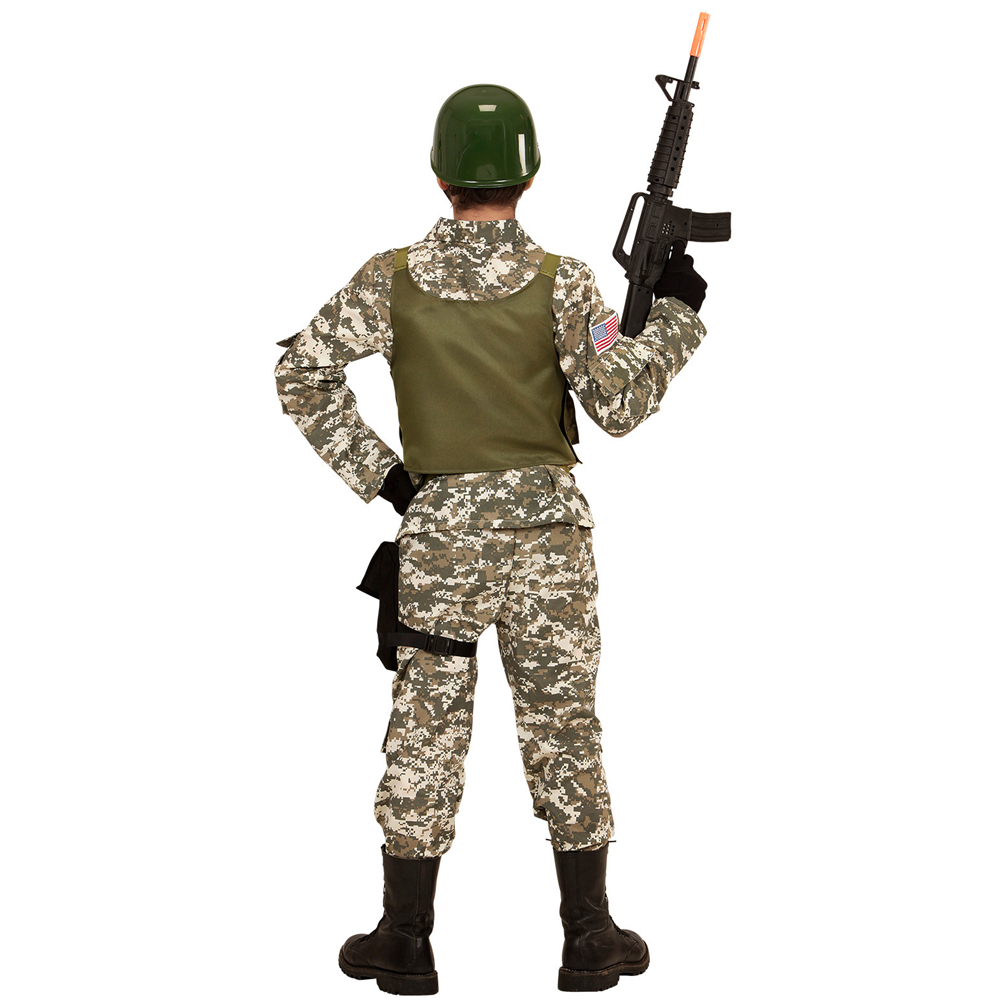 Vestito Carnevale + Accessori Soldato Navy Seals Costume Elmo Fucile D'assalto 5/7 Anni Travestimento - 9684+7084m