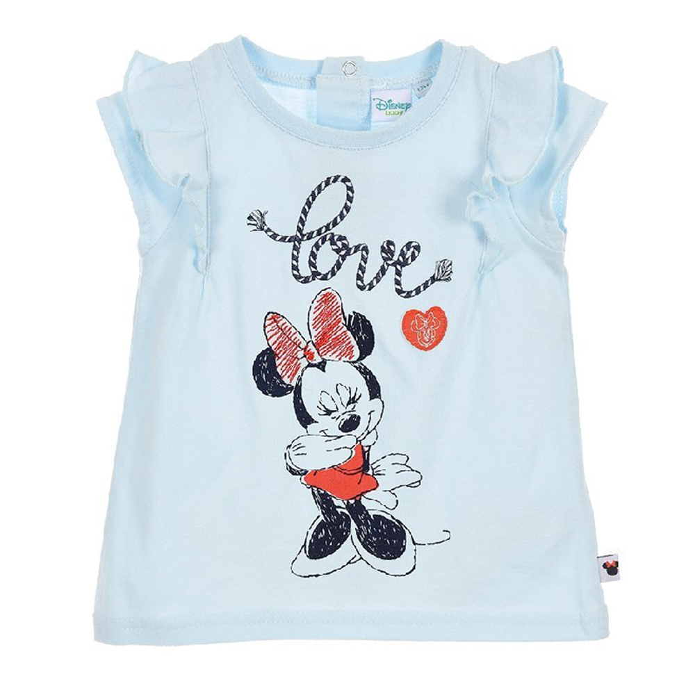 T-Shirt Maglietta Maniche Corte Minnie Mouse DISNEY Neonata Bambina Sun City Taglie 12/36 Mesi - Se0101azzurro