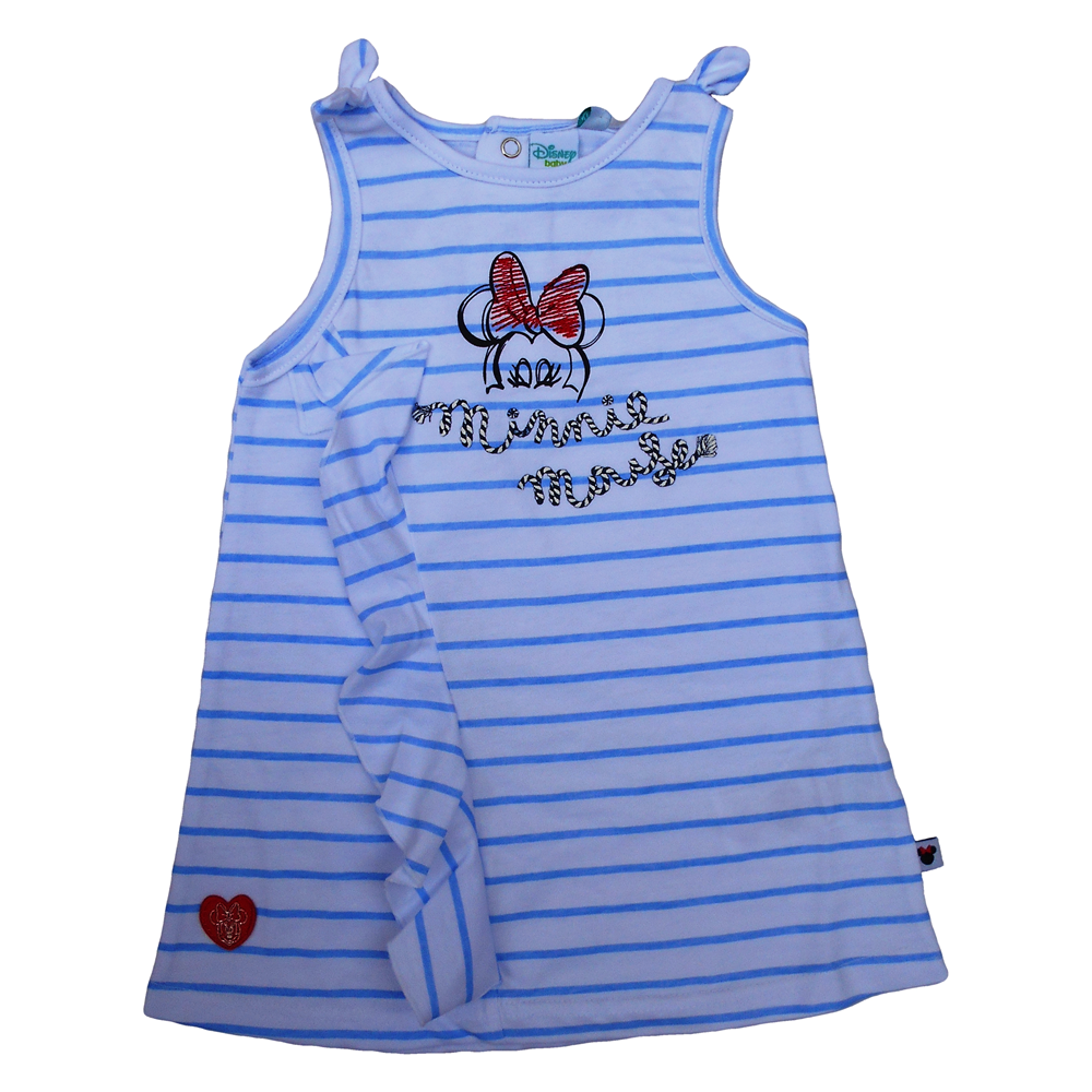 Scamiciata Vestito Minnie Mouse DISNEY Neonata Bambina Sun City Taglie 12/36 Mesi - Se0097celeste