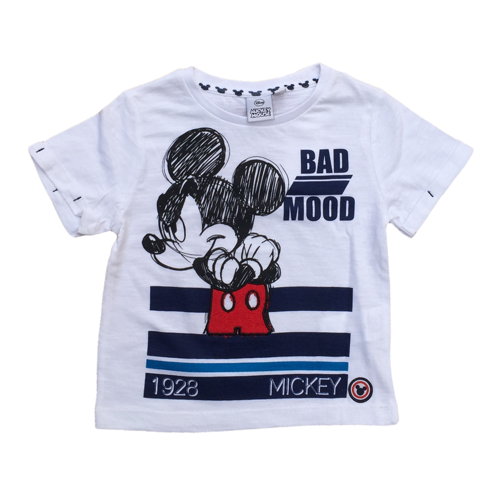 T-Shirt Maglietta Maniche Corte Topolino Mickey Mouse DISNEY Bambino Sun City Taglie 3/8 Anni - Se1044bianco