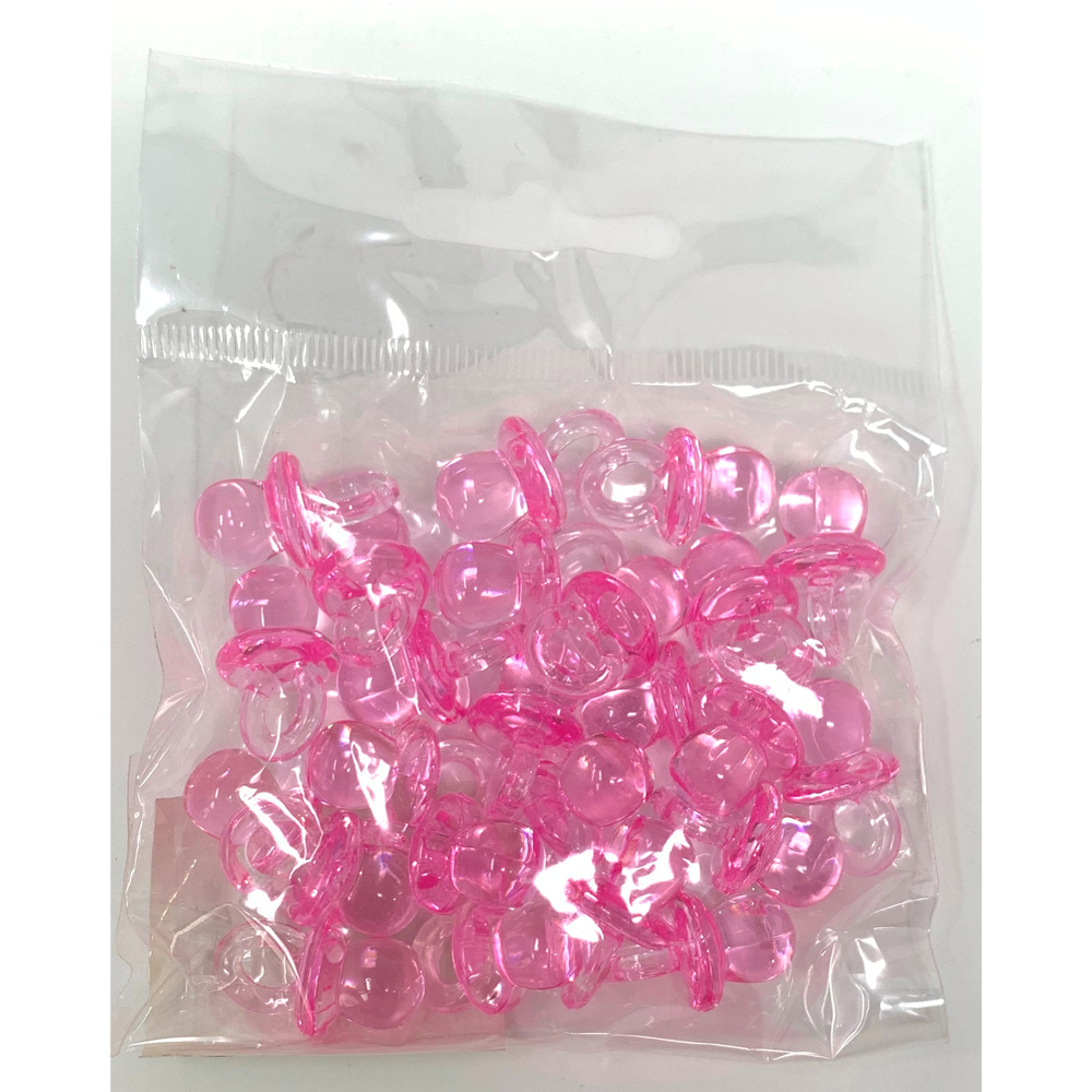 Bomboniera Ciuccio Rosa in Plastica Cm. 2; Conf. da 24 Pezzi Nascita e Battesimo