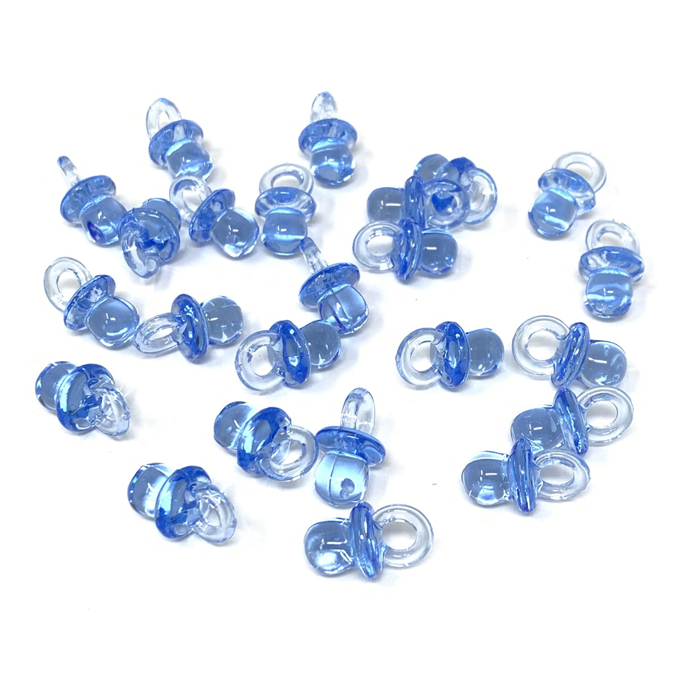 Bomboniera Ciuccio in Plastica Celeste Cm. 2; Conf. da 24 Pezzi Nascita e Battesimo