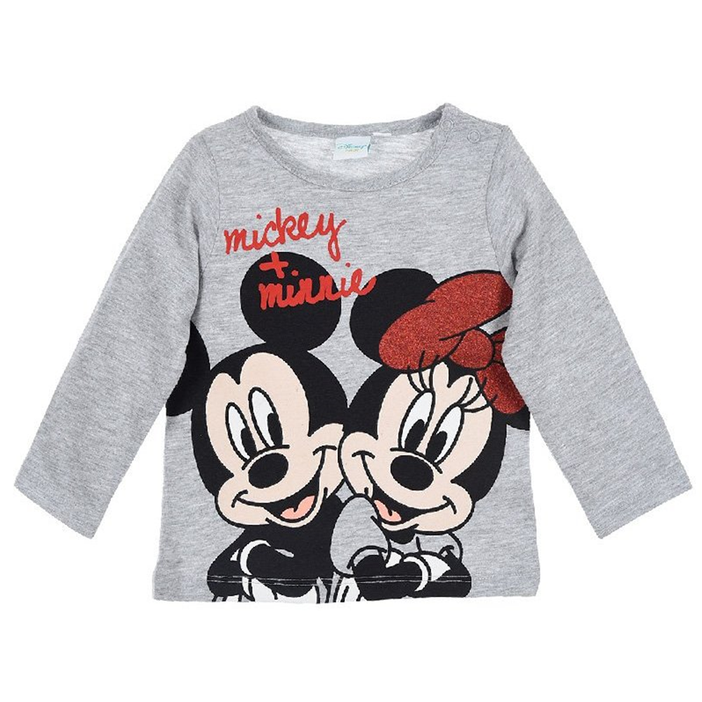 T-Shirt Minnie e Topolino DISNEY Glitter Maglietta Neonata Sun City Taglie 6/24 Mesi - Hs0043grigio