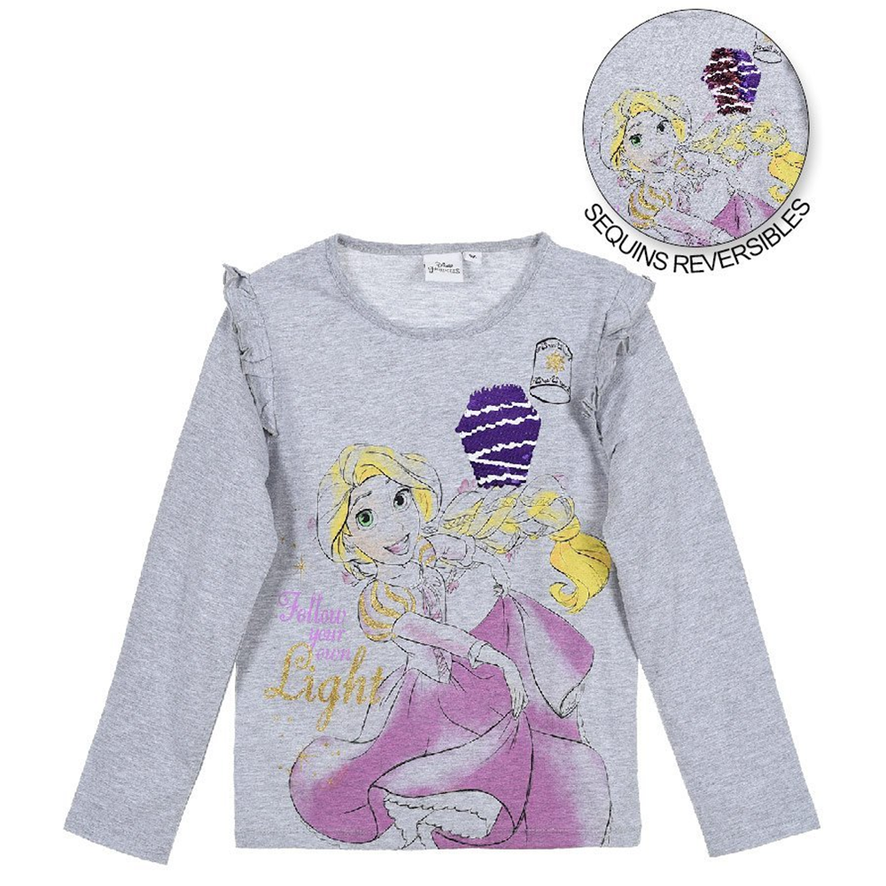 T-Shirt Principesse DISNEY Paillettes Maglietta Bambina Sun City Taglie 3/6 Anni - Hs1403grigio