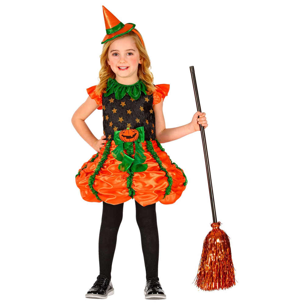 Costume Vestito Abito Travestimento Carnevale Halloween Cosplay Bambina Strega Zucca - 0185