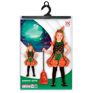 Costume Vestito Abito Travestimento Carnevale Halloween Cosplay Bambina Strega Zucca - 0185