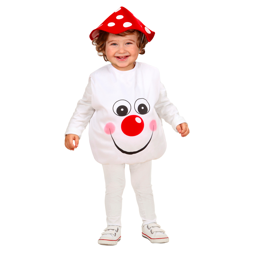 Costume Vestito Abito Travestimento Carnevale Bambina Funghetto - Taglia 1/3 Anni -