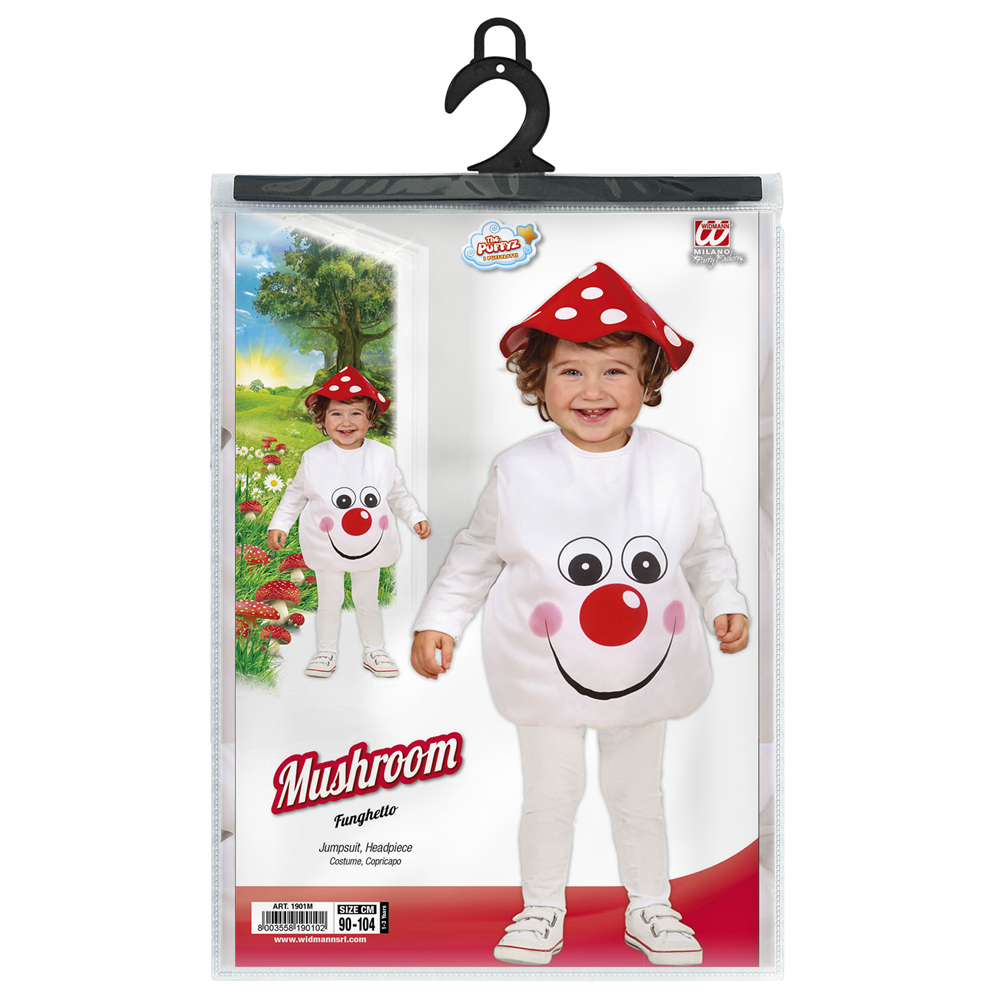 Costume Vestito Abito Travestimento Carnevale Bambina Funghetto - Taglia 1/3 Anni -