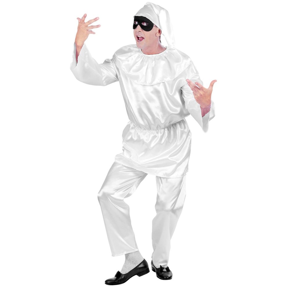 Vestito Carnevale + Accessori Pulcinella Costume Maschera Travestimento (l)