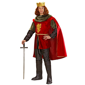 Vestito Carnevale + Accessori Cavaliere Reale Costume Corona Spada con Fodero XL Travestimento - 3550 Adulto+7001c