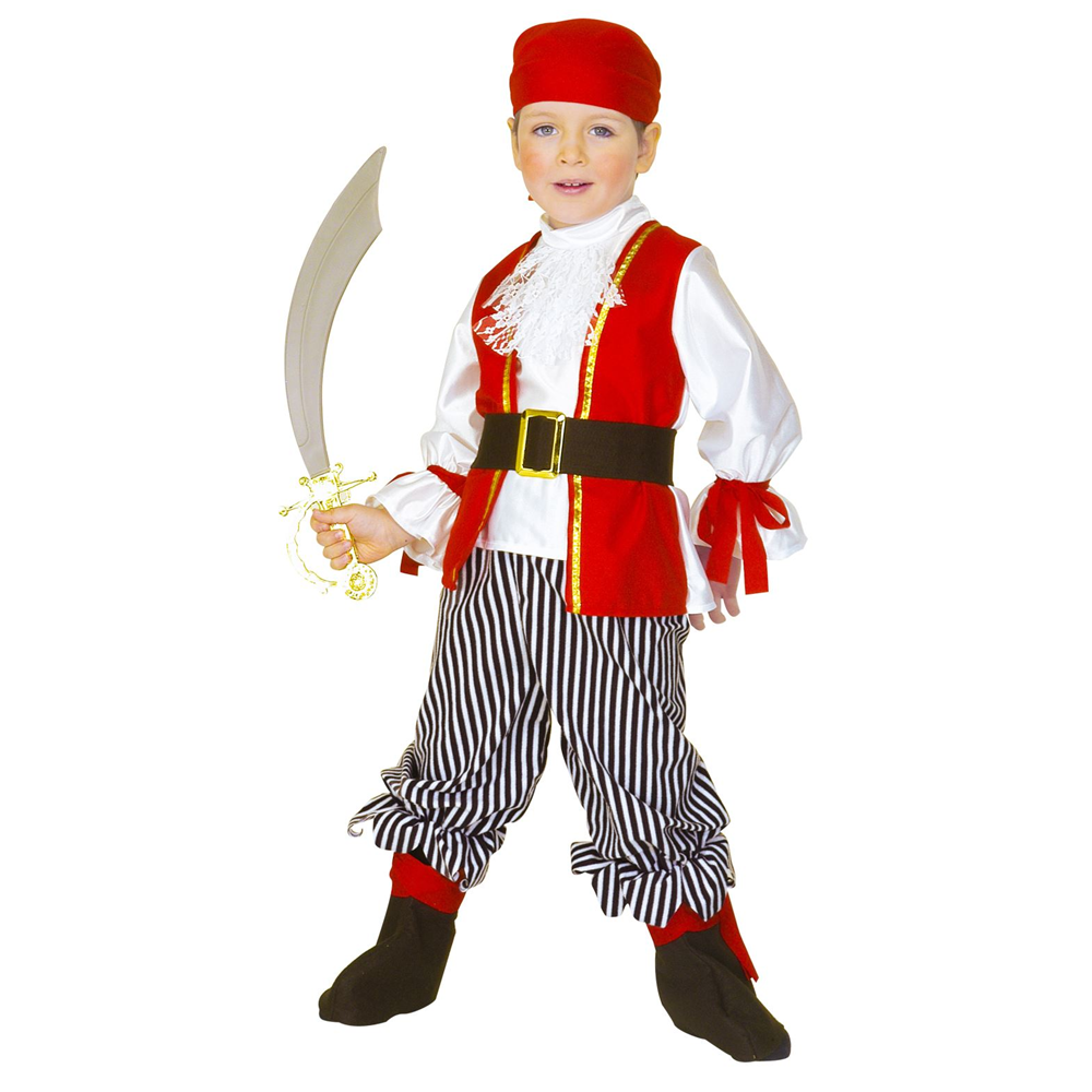 Vestito Carnevale + Accessori Pirata Costume Sciabola 3/4  Anni Travestimento - 4381+7007b