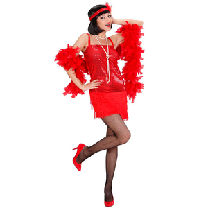 Vestito Carnevale + Accessori Charleston Abito Boa Calze Travestimento (m)