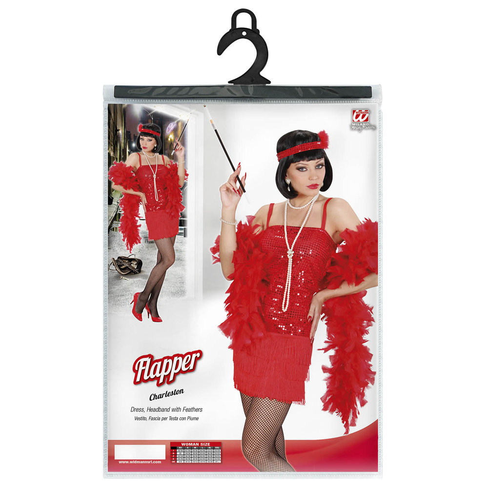 Vestito Carnevale + Accessori Charleston Abito Boa Calze Travestimento (m)