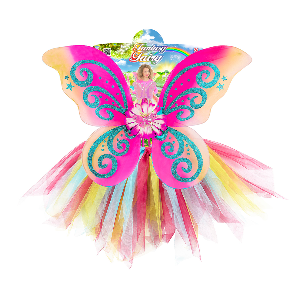 Set Fatina Fantasy Magica Ali Gonna Bacchetta - Accessori Abito Vestito Travestimento Carnevale Bambina