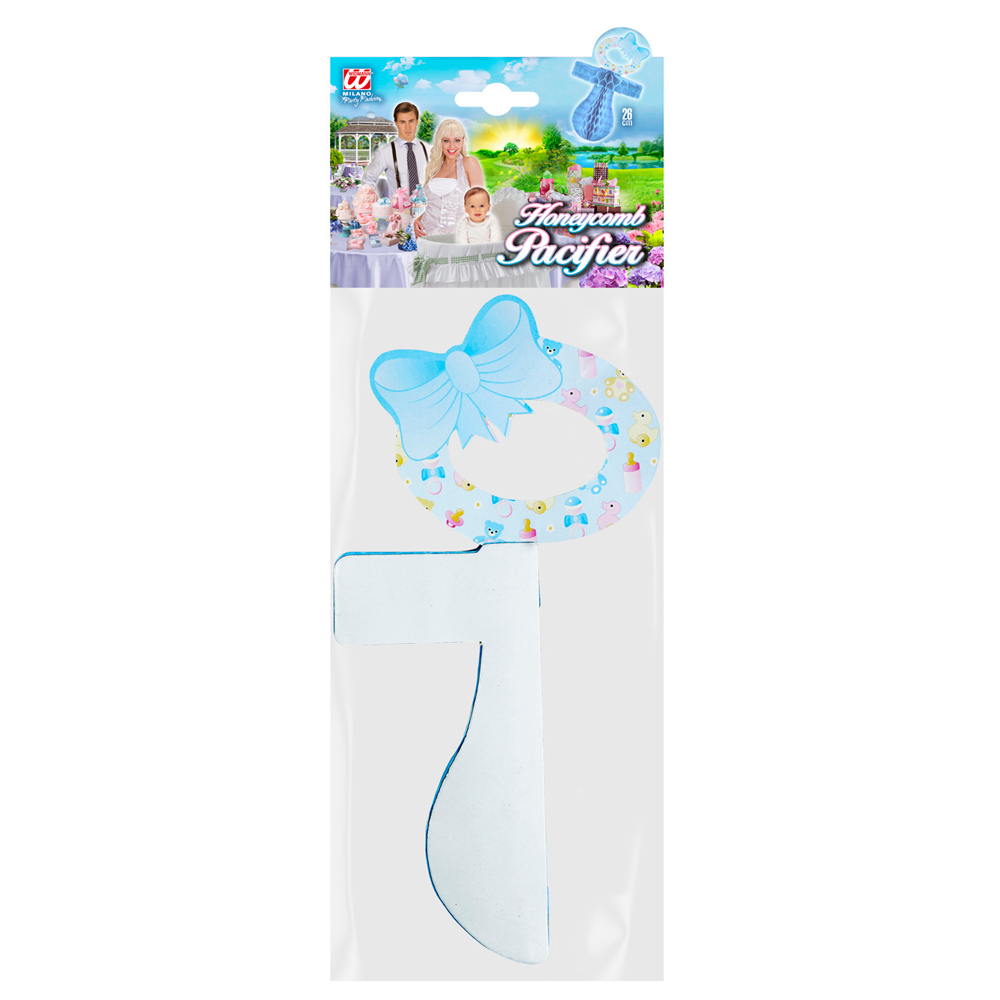 Ciucciotto Stile Nido D'ape - Nascita Bambino - Colore Azzurro - Maschietto - 26 Cm.