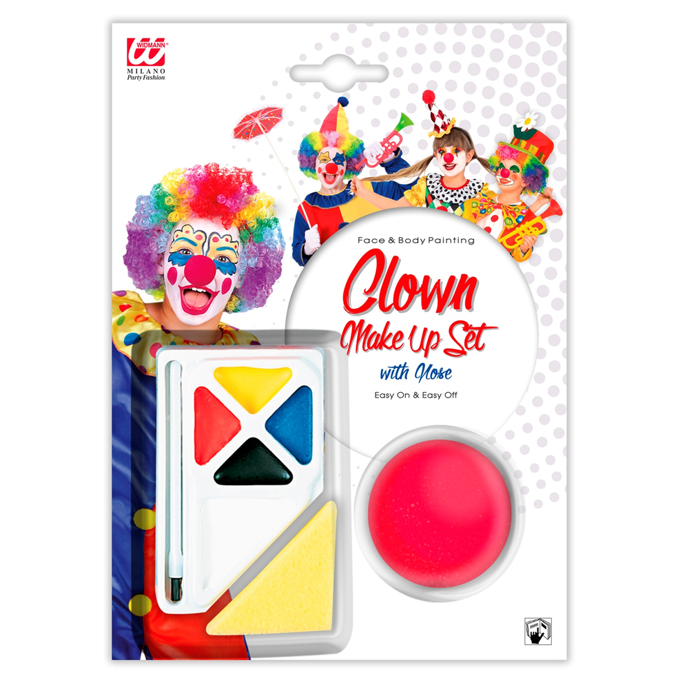 Set Make Up Trucco Clown con Naso - Accessori Abito Vestito Carnevale Halloween - 4044n