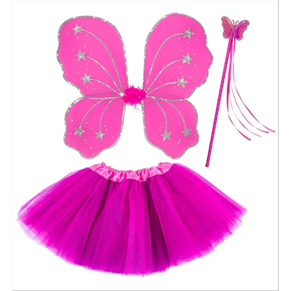 Set Fatina Magica Ali Gonna Bacchetta Accessori Vestito Travestimento Carnevale Bambina 96543