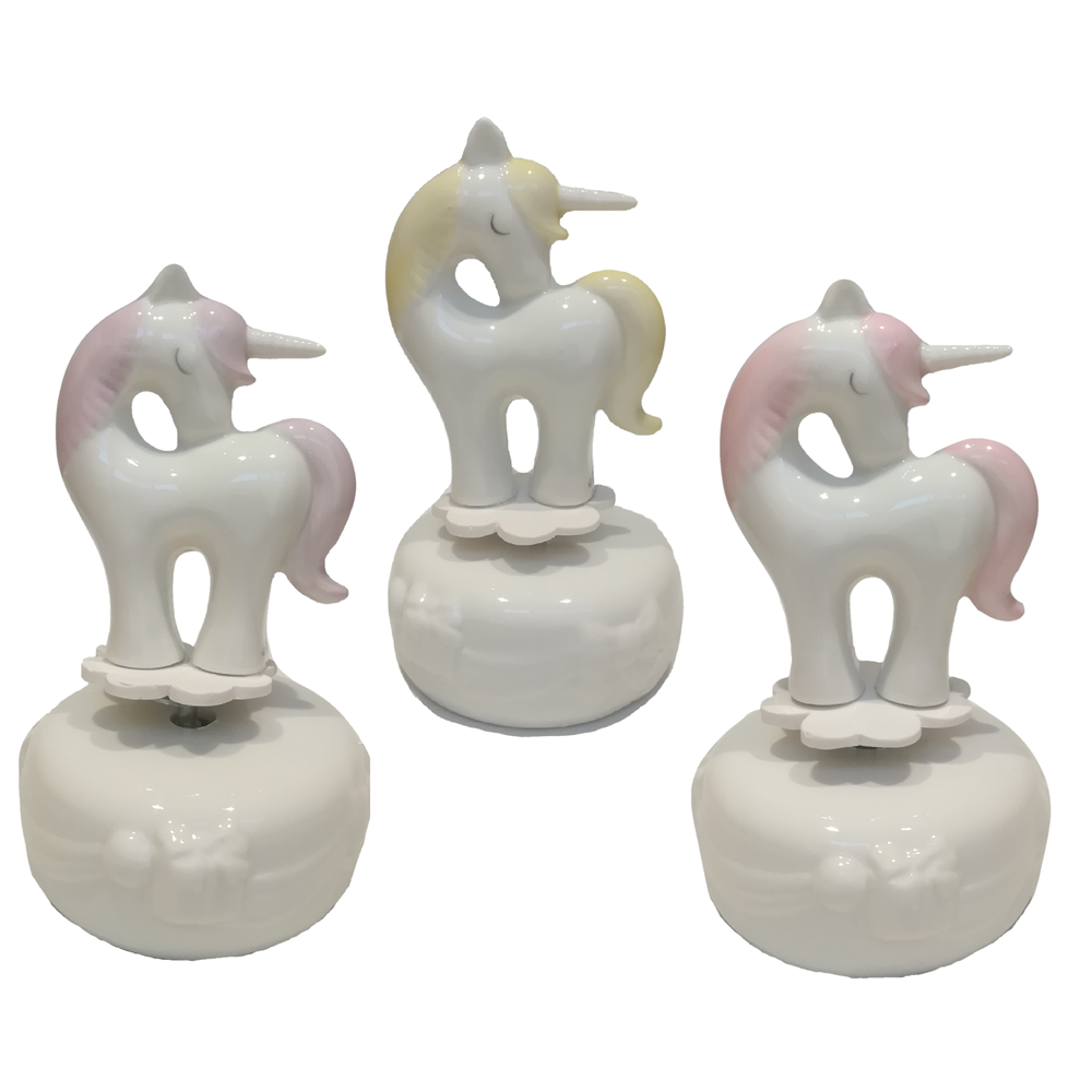 Bomboniera Carillon Unicorno in Porcellana con Borsetta Assortito Ilary Queen - Iq3208/c