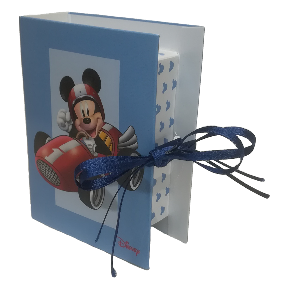 Bomboniera Astuccio Scatolina Portaconfetti Forma Libro - Topolino Mickey Mouse DISNEY - Celeste - 68171