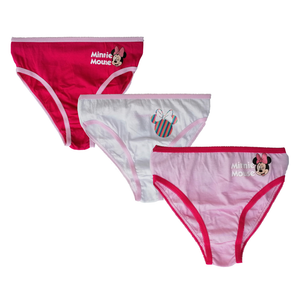Set 3 Mutandine Minnie Mouse DISNEY Slip 100% Cotone 3/8 Anni Bambina - 0674