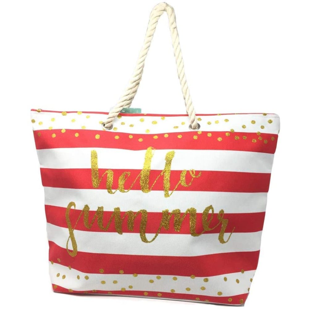 Borsa Mare Spiaggia Passeggio con Decorazione Hello Summer Cm. 54x37,5x15 - 58588/3