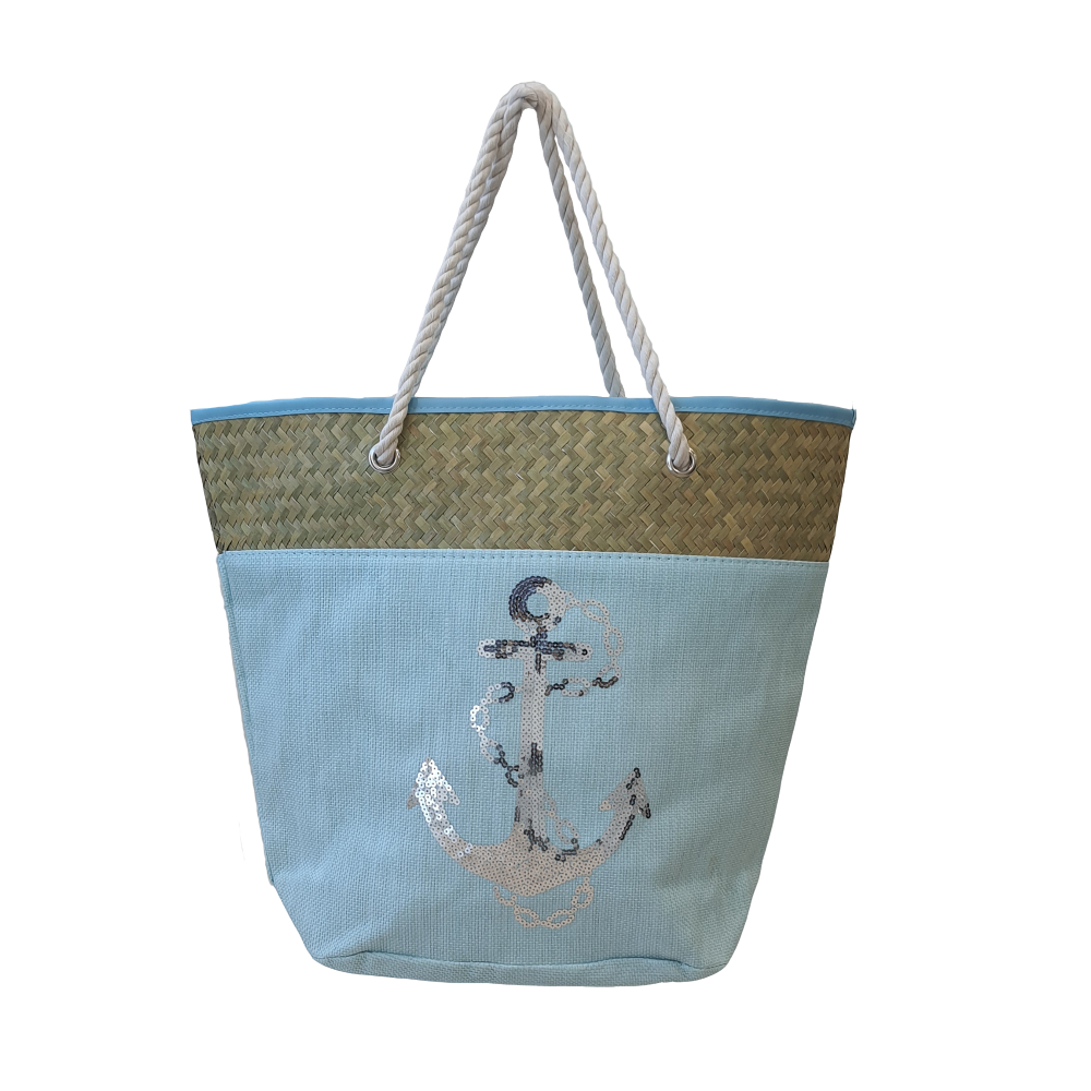 Borsa Mare Ad Trend in Paglia Borsa Spiaggia Tempo Libero Paillettes 55 X 18 X H.41 CM - 66628/c