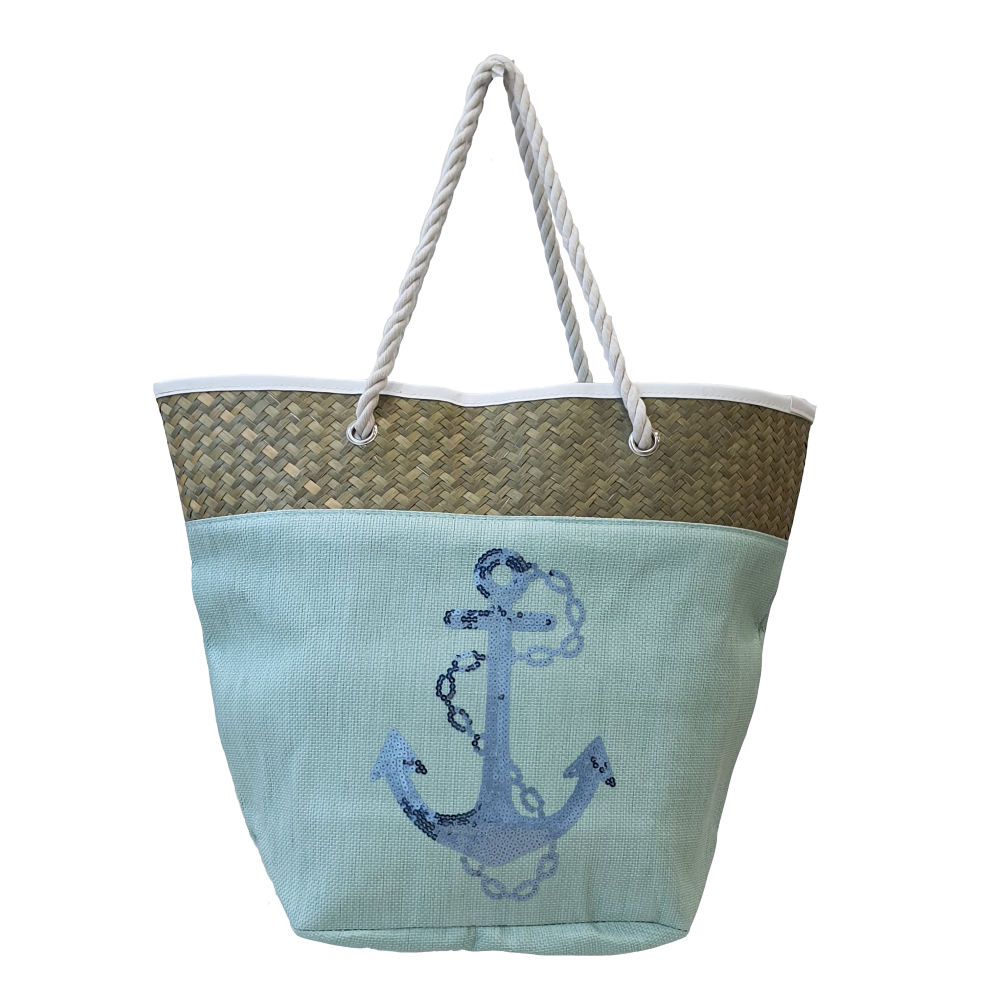 Borsa Mare Ad Trend in Paglia Borsa Spiaggia Tempo Libero Paillettes 55 X 18 X H.41 CM - 66628/t